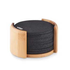 RPET coasters in bamboo holder BAHIA MO6447-40