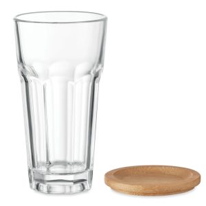 Glass with bamboo lid/coaster SEMPRE MO6452-22