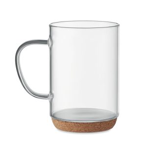 Glass mug 400ml with cork base LISBO MO6470-22