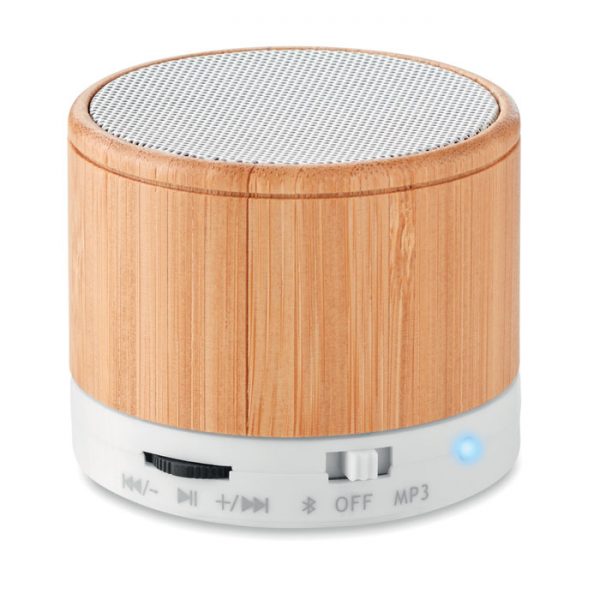 ZVUČNIK 3W SA LED SVJETLOM BLUETOOTH BAMBUS ROUND BAMBOO MO9608-06